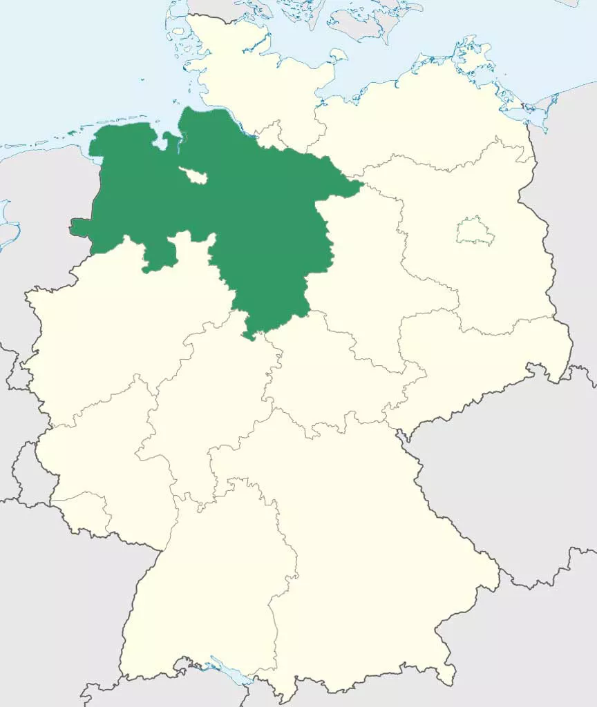 Niedersachsen auf Deutschlands Bundesländer-Karte