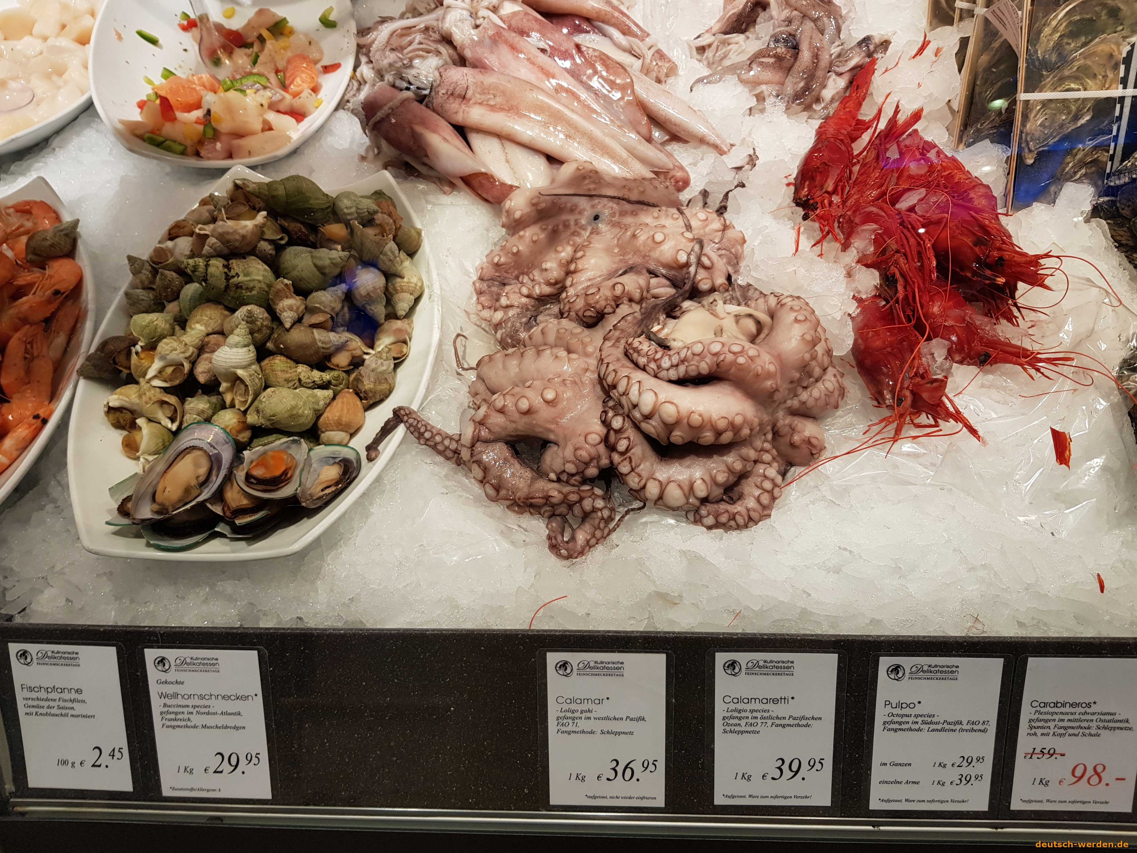 Preise von Fisch und Meeresfrüchte in Deutschland