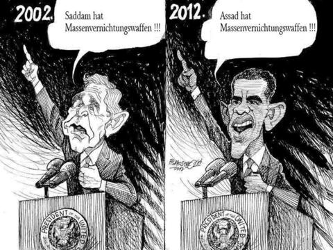 2002- Bush "Saddam hat Massenvernichtungswaffen!" 2012 - Obama: "Assad hat Masse